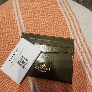 Coach Dark Green Leather Card Holder